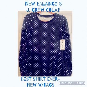New Balance - J. Crew Colab! 💙🤍🙌 Long sleeve polka dot NEW